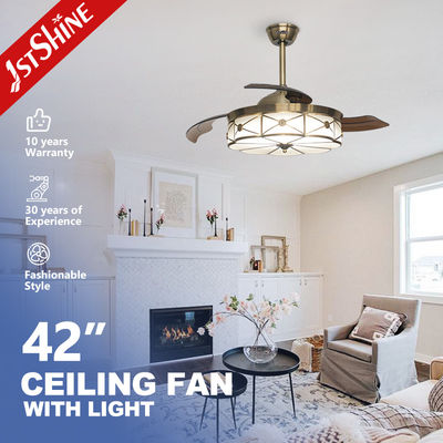 Good price 230v Retractable Invisible Ceiling Fan With led Light Retro Pure Copper Decorative online