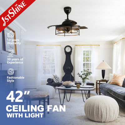 Good price 42 Inches Farmhouse E27 Modern LED Invisible Ceiling Fan Retractable Blade Ceiling Fan Lights online