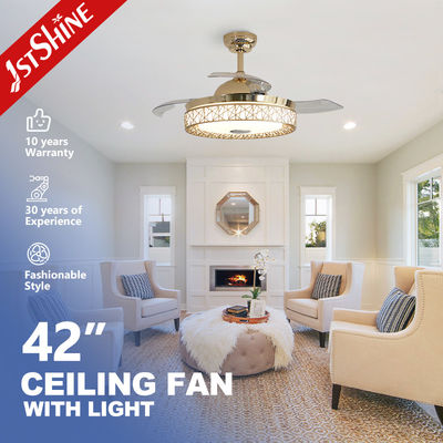 Good price 4000K 6000K Retractable Blade Ceiling Fan Chandelier Color Changing online
