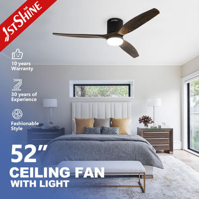 Good price Wooden Blades Flush Mount Ceiling Fan With Light and 5-Speed Wind Controlled by TUYA App online