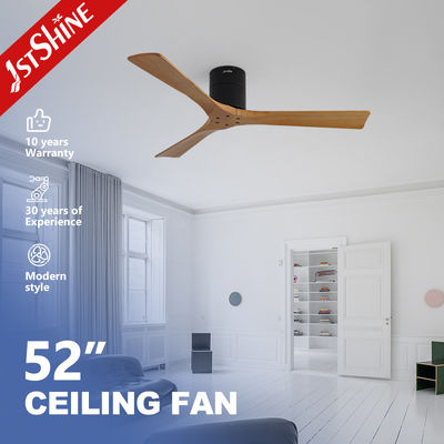 Good price Solid Wood Blade Black Finish Flush Mount Decorative Ceiling Fan with Lower Noise and Remote Control Switch Type online