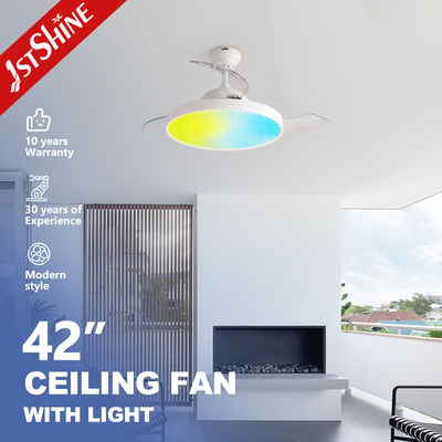 Good price 42 Inches Smart Retractable Ceiling Fan Light with 6 Speed Remote Control and Ambient Lighting online