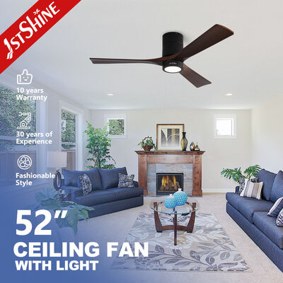 Good price 52 Inches Flush-Mounted Solid Wood Ceiling Fan with Remote Control and LED Light online
