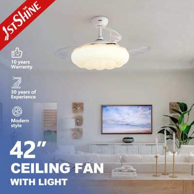 Quality 42 Inch Retractable Ceiling Fan Light with Dimmable LED Light and Silent DC Motor factory