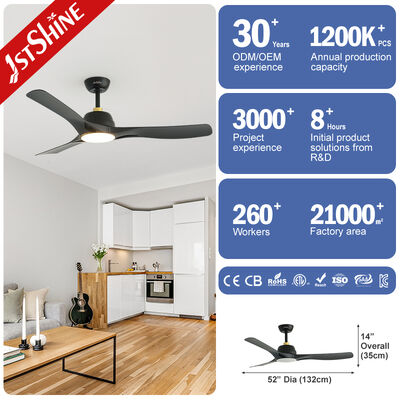 Quality SAA Black Plastic 52 Inch Modern LED Ceiling Fan with DC Motor and Smart Device Support factory