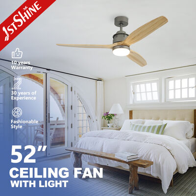 Quality 52 Inch DC Motor Ceiling Fan with Solid Wood Blades and LED Light factory