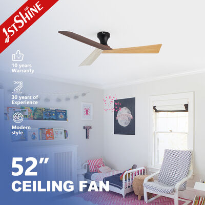 Good price 52 Inches Flush Mount Ceiling Fan with Silent DC Motor and Wood-Tone ABS Blades online