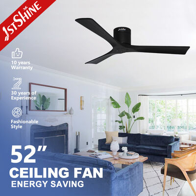 Quality 52" Solid Wood Blades Flush Mount Ceiling Fan for Low Ceilings with Remote Control factory