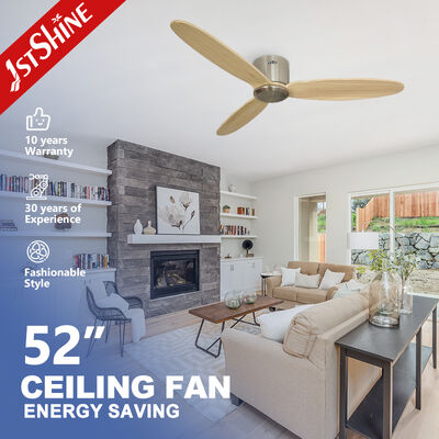 Quality 220V Flush Mount Ceiling Fan With Solid Wood Blades and 6 Speed Remote Control factory