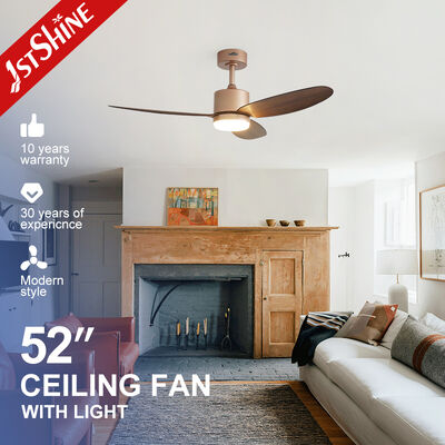 Quality 52 Inch Wood Grain ABS Blade DC Motor Ceiling Fan with Dimmable LED Light factory