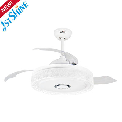 Color Changing 3000K Retractable Ceiling Fan Light For Hotel Bedroom
