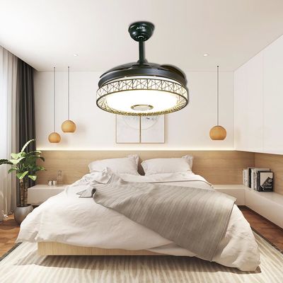 Hidden Blades Retractable Ceiling Fan Light With HIFI RGB Disco Music