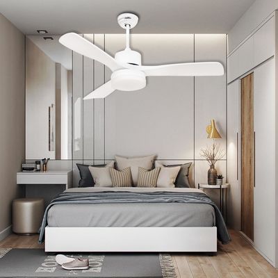Solid Wood DC220V Bedroom Ceiling Fan Light Energy Saving 5 Speed