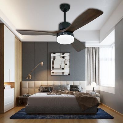 CCC Energy Saving Black Low Profile Bedroom Ceiling Fan Led Light Time Set