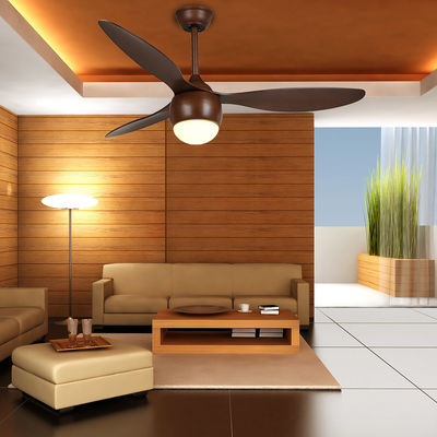 52 Inch 3 ABS Wood Blades Ceiling Fan With Light For Bedroom School Hall