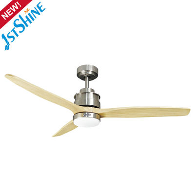 52 Inch Bldc Remote LED Ceiling Fan 3 Natural Solid Wood Blades