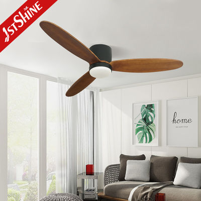 Dimmable 5 Speed 52in LED Ceiling Fan With 3 Solid Wood Blades