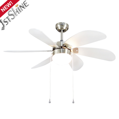 42 Inch 6 MDF Blades Modern Pull Chain Ceiling Fan With Light