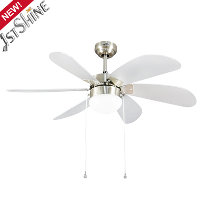 42 Inch 6 MDF Blades Modern Pull Chain Ceiling Fan With Light