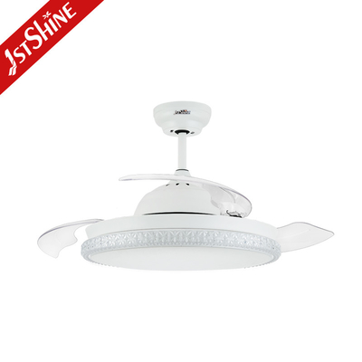 220V 50Hz Retractable Blades Ceiling Fan With 3 Color LED Light