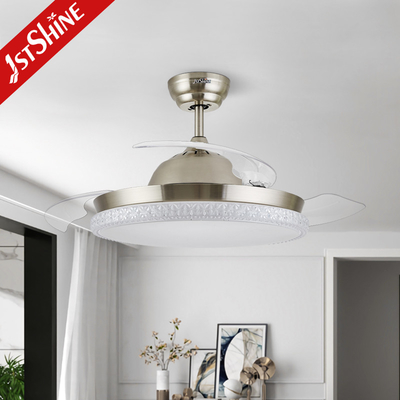 220V 50Hz Retractable Blades Ceiling Fan With 3 Color LED Light