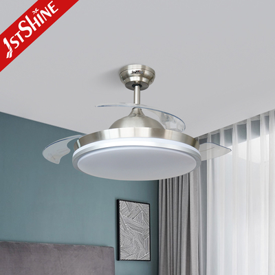 LED Retractable Ceiling Fan Light 3 Speed Remote Control Modern