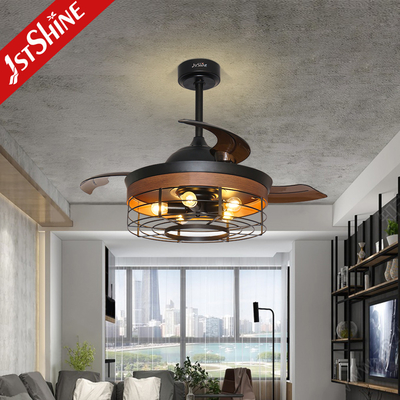 AC Motor 65W Retractable Decorative Ceiling Fan With 5 Light Kits