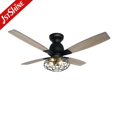 Industrial Style Flush Mount 220V Decorative Ceiling Fan With Light