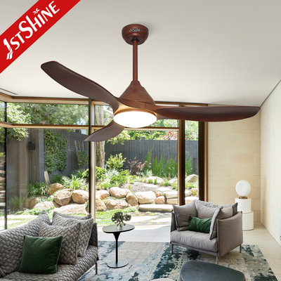 48in Plastic LED Ceiling Fan 220V 50HZ With Wood Grain Blades
