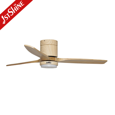 Energy Saving 52in Flush Mount LED Ceiling Fan With Solid Wood Blades