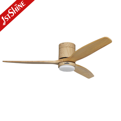 Energy Saving 52in Flush Mount LED Ceiling Fan With Solid Wood Blades