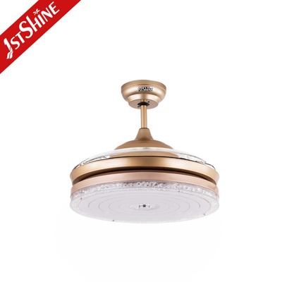 Invisible Acrylic Lampshade Foldable Ceiling Fan With Dimmable Light