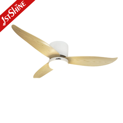 Flush Mount 52 Inch Wood Grain ABS Blades Ceiling Fan With Light