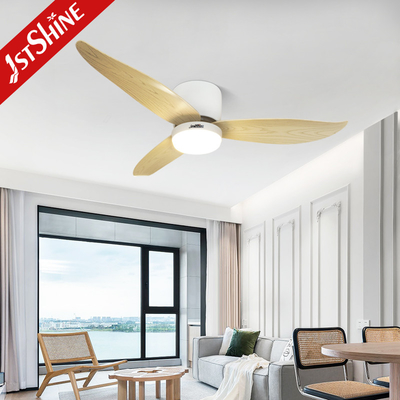 Flush Mount 52 Inch Wood Grain ABS Blades Ceiling Fan With Light