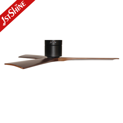 Flush Mount Solid Wood Blade Ceiling Fan Noiseless 5 Speeds Remote Control