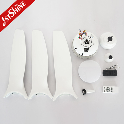 ROHS 52 Inch White ABS Plastic Blades Fan Led Five Speeds Remote Control