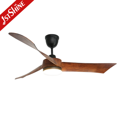 Wooden Color 54 Inch Led Ceiling Fan 3 Plastic Blades With Remote Control