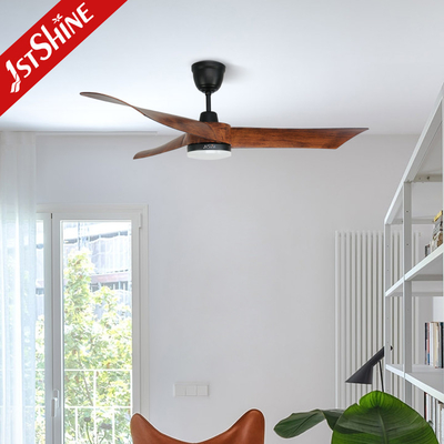 Wooden Color 54 Inch Led Ceiling Fan 3 Plastic Blades With Remote Control